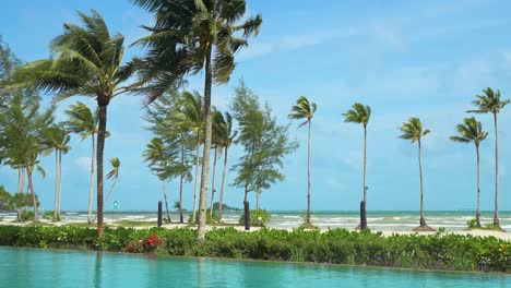 La-Vista-De-La-Playa-Con-Palmeras-Vista-Desde-Los-Terrenos-Del-Lujoso-Resort-Sanchaya-En-La-Isla-Bintan,-Islas-Riau,-Indonesia.