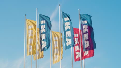 Multiple-Ikea-flags-waving-in-the-wind