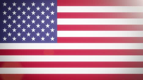 La-Bandera-De-Los-Estados-Unidos-De-América,-De-Estilo-Plano-Y-Simple,-Con-Un-Destello-De-Luz-Brillante-Cruzando-Su-Superficie