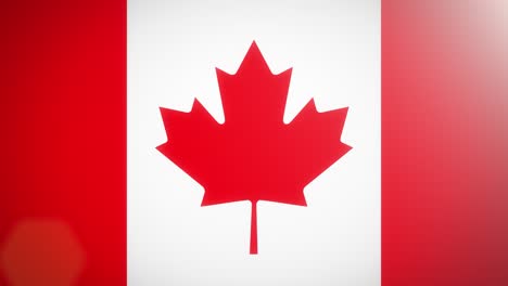 The-flag-of-Canada,-flat-simple-style,-with-a-bright-light-flare-crossing-its-surface