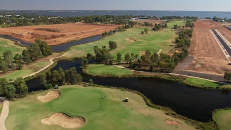 Yarrawonga,-Victoria,-Australia---3-March-2023:-Over-golf-course-showing-new-housing-and-residential-stage-at-Silverwoods-Yarrawonga