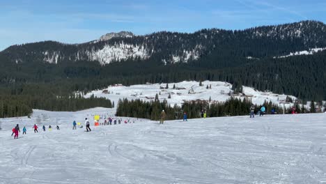 People-skiing-down-a-ski-run-in-winter