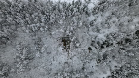 Winter-deforestation-machinery-top-down-aerial