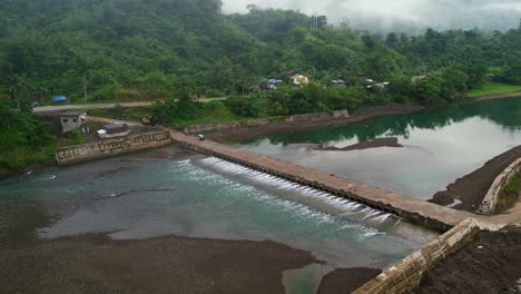 Aerial-View-Of-Dam-Reservoir-In-The-Countryside-Of-Catanduanes,-Philippines