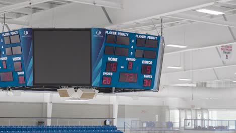 Eine-Anzeigetafel-In-Einer-Hockey-Arena,-Die-Den-Spielstand-Anzeigt