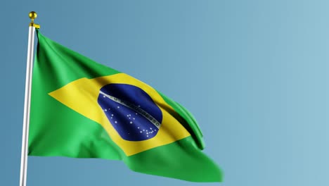 Schwenkende-Flagge-Brasiliens-Vor-Reinblauem-Hintergrund
