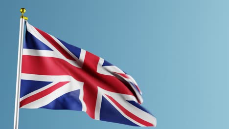 Bandera-De-Gran-Bretaña-Ondeando-Contra-El-Fondo-Azul