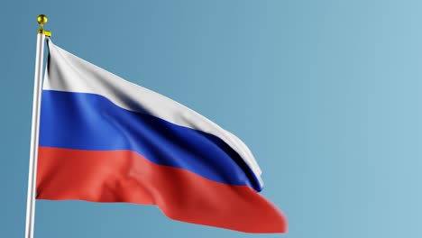 Bandera-Ondeante-De-La-Federación-Rusa-Contra-El-Fondo-Azul