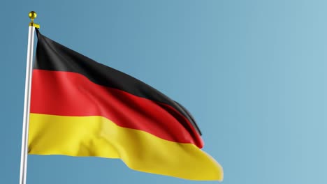 Die-Flagge-Deutschlands-Weht-Im-Wind-Vor-Blauem-Hintergrund