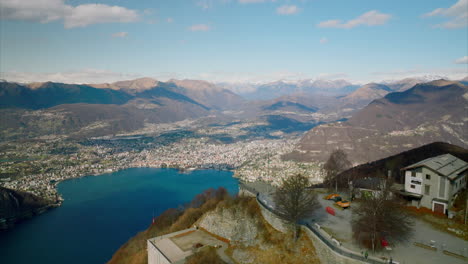 Aerial-Shot-Of-Sighignola-Viewpoint-Overlooking-Lake-Como