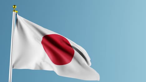 Bandera-Japonesa-Ondeando-En-La-Brisa-Contra-Un-Fondo-Azul-Puro