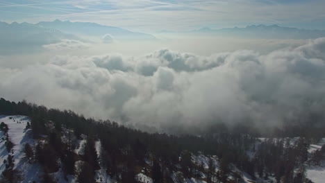 Spektakuläre-Verschneite-Landschaft-Mit-Wolkenverhangenen-Bäumen-Und-Wäldern