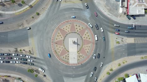 View-from-a-drone-flying-still-over-a-monument-of-the-mexican-ex-president-Francisco-Zarco-in-the-middle-of-a-roundabout-in-the-city-of-Mexicali