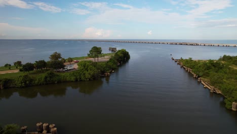 Aerial-footage-of-Sunset-Point-in-Mandeville-Louisiana