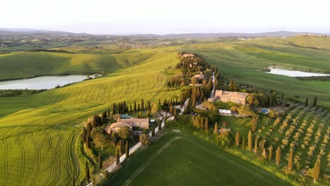 Drone-Tuscany-Mountain-Village:-Mesmerizing-Aerial-Footage-Unveiling-the-Quaint-Charm-and-Breathtaking-Scenery-of-a-Tuscan-Hill-Town