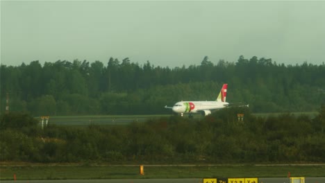 Passenger-aircraft-approaching-towards-takeoff-on-the-runway-of-Stockholm-airport-in-Sweden