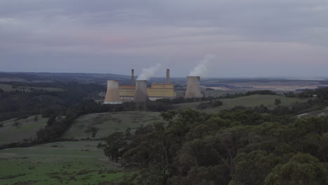 Yallourn-Coal-Power-Station-just-outside-of-Moe,-Morwell,-Victoria-Australia,-drone-aerial-shot