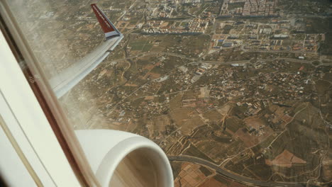 Point-Of-View-Inside-Airplane-Passenger-Window-When-Plane-Tilting