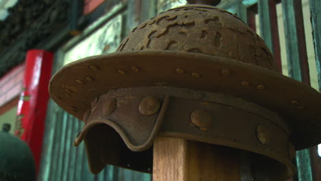 Ancient-war-helmet-exhibition-in-Weapons-Museum-in-Taiwan-close-shot