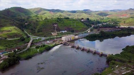 Wide-aerial-shot-of-Santa-Cecília-Dam-on-Paraíba-do-Sul-River-in-Rio-de-Janeiro