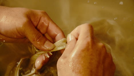 Peeling-of-Soaked-Bamboo-Fiber