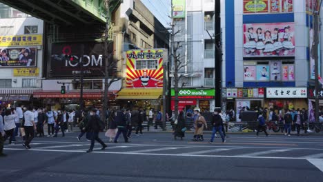 Busy-Akihabara-Traffic-Crossing,-Tokyo-Anime-District