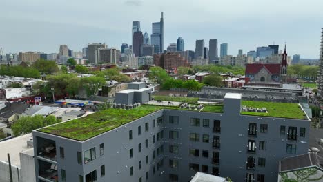 Aerial-establishing-shot-of-apartment-complex-in-inner-city-Philadelphia