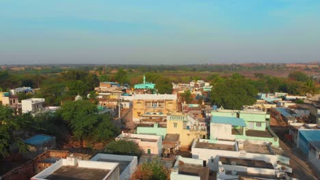 A-drone-shot-of-a-rural-village-in-India-showing-its-beautiful-architecture