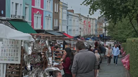 People-Shopping-At-The-Portobello-Road-Market-In-Notting-Hill,-London,-UK