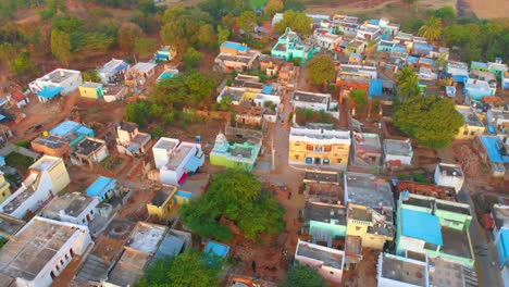 Drone-shot-of-differently-styled-houses-in-a-rural-village-of-Andhra-Pradesh-in-India