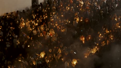 People-With-Candle-Lights-During-The-Easter-Sunday-Procession-In-Antigua,-Guatemala