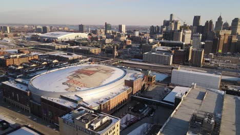 Little-Caesars-Basketball-Arena-In-Der-Innenstadt-Von-Detroit,-Michigan,-USA