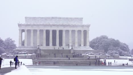People-walking-in-front-of-Lincoln-Memorial-in-cold-snow-weather