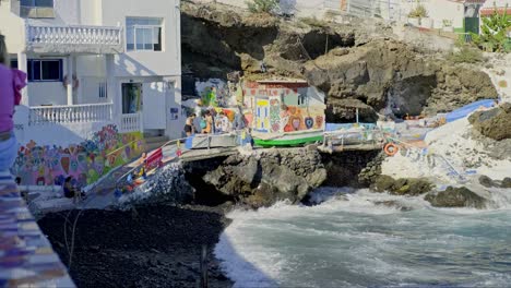 Waves-Crashing-On-The-Sea-Village-Of-Bocacangrejo-In-Tenerife,-Canary-Islands,-Spain