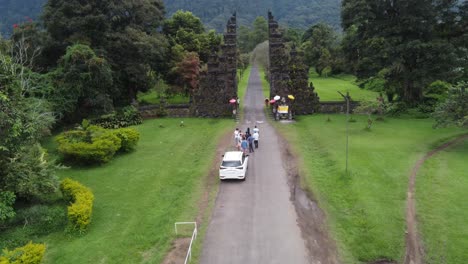 Aerial,-behind-the-scenes-of-an-instagram-trending-tourist-attraction-Handara-Gate
