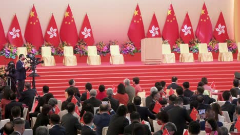 Government-officials-and-Pro-China-guests-attend-a-ceremony-celebrating-China's-National-Day-and-anniversary-on-October-1st,-the-founding-anniversary-of-the-People's-Republic-of-China