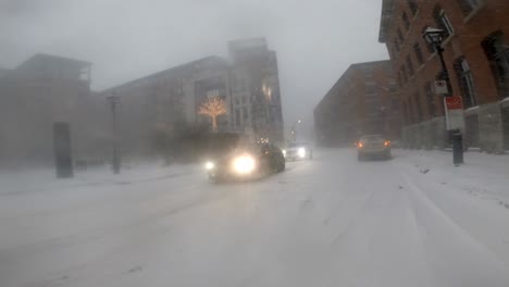 POV-Navigating-Downtown-Montreal-During-Heavy-Snowstorm-On-E-Bike