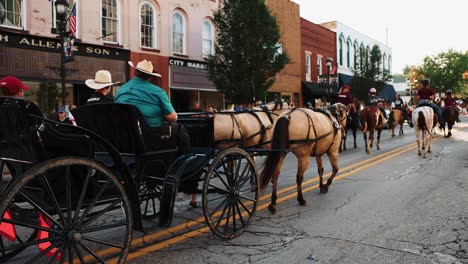 Horse-Drawn-Carriage-And-Horseback-Riders-At-Fourth-Of-July-Parade-Cowboys-And-Cowgirls
