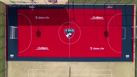 Aerial-video-of-FC-Dallas-street-soccer-court-at-Navo-Middle-School-in-Aubrey-Texas