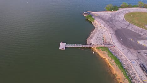 Editorial-Aerial-view-of-the-boat-ramp-and-dock-in-Westlake-Park-in-Hickory-Creek-Texas-on-Lake-Lewisville