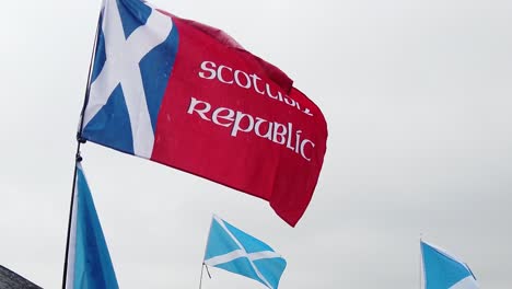 Slow-motion-of-the-Scottish-Republic-flag-at-a-Scottish-Independence-rally