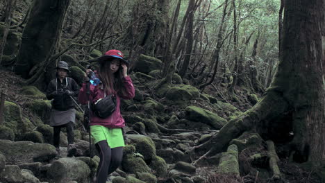 Wanderer-Wandern-Durch-Den-Wald-In-Yakushima,-Japan