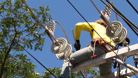 Lineman-Fixing-Some-Parts-of-the-Transmission-Lines,-Philippines