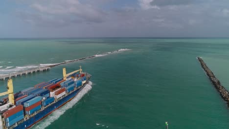 Cargo-Ship---Drone-Aerial---Miami,-Florida