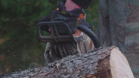 Operador-De-Motosierra-Cortando-Troncos-Con-Motosierra