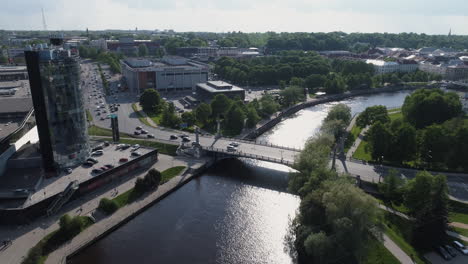 Aerial-footage-of-a-Tartu-city-centre