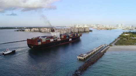 Cargo-Ship---Drone-Aerial---Miami,-Florida