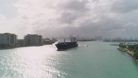 Cargo-Ship---Drone-Aerial---Miami,-Florida