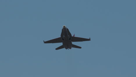 A-Royal-Canadian-Air-Force-CF-18-Hornet-flies-overhead-in-slow-motion