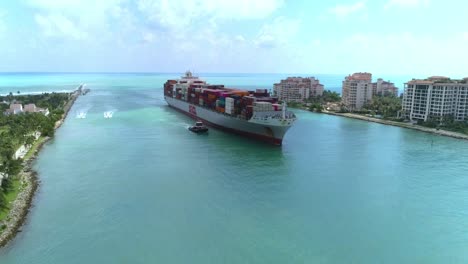 Cargo-Ship---Drone-Aerial---Miami,-Florida